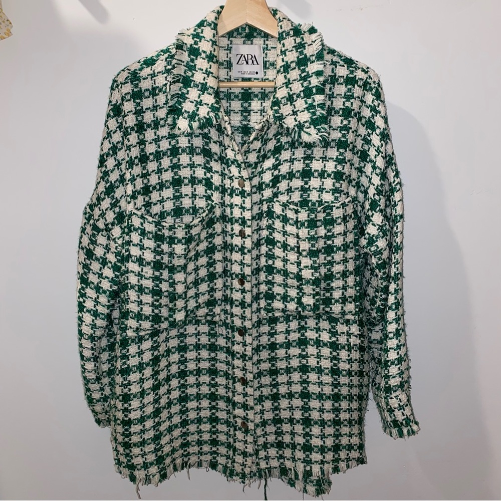 Zara textured plaid shacket